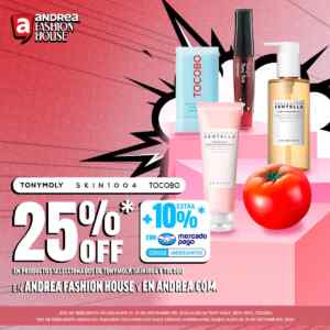 Promo Andrea: Hasta 25% de descuento en belleza + 10% adicional con Mercado Pago en su tienda en línea Imagen de la promo