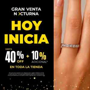 Gran Venta Nocturna Joyerías Bizzarro: hasta 40% de descuento + 10% adicional Imagen de la promo