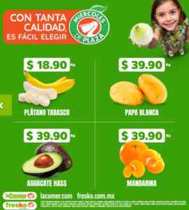Miércoles de Plaza 14 de octubre 2026: frutas y verduras en la Comer y Fresko Imagen de la promo