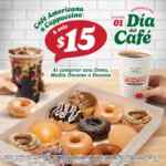Promoción Krispy Kreme Día del Café: Americano o Cappuccino por solo $15 al comprar 1 o más donas hoy