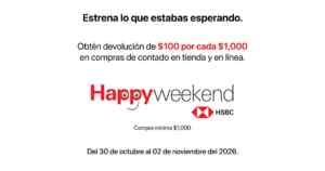 Happy Weekend MacStore: $100 de devolución por cada $1,000 de compra con HSBC Imagen de la promo