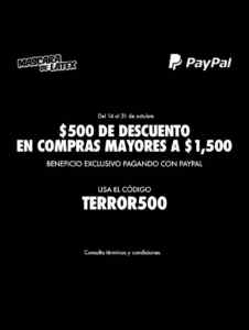Promo Máscara de Latex: $500 de descuento en compra mínima con Paypal Imagen de la promo