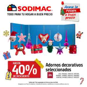 Navidad Sodimac: Hasta 40% de descuento en adornos Navideños Imagen de la promo