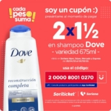 Cupones Soriana Soriticket fin de semana al 2 de mayo: 2×1½ en shampoo Dove y más