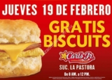 Gratis Biscuits este 19 de febrero en Carl’s Jr de 8 am a 12 pm