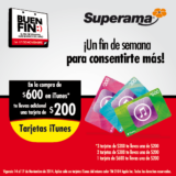 Ofertas en Superama El Buen Fin 2014: compra $600 en tarjetas iTunes y recibe otra más de $200