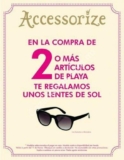 Lentes de sol gratis en la compra de 2 artículos de playa en tiendas Accesorize