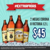 En tiendas Extra 2 caguamones Corona o Victoria por $45 y 3×2 en 12 pack de Corona y Modelo