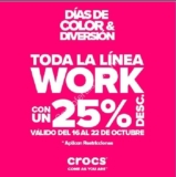25% de descuento en toda la línea work en Crocs