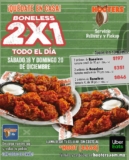 2×1 en boneless en Hooters hoy domingo