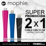 2×1 en cables lightning y micro USB para celular en Mobo
