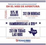 Promoción Texas Ribs Insurgentes: 2×1 en todas las ribs del 18 al 24 de septiembre