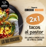 2×1 en tacos al pastor en Comedero Mexicano Patio Universidad de lunes a miércoles desde las 4:00 PM