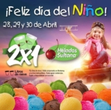 2×1 en litros de nieve en Helados Sultana por el día del niño del 28 al 30 de abril