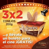 3×2 en conejitos de chocolate Turín + boleto para el cine gratis