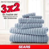 3×2 en toallas en Sears del 9 al 14 de noviembre