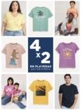 4×2 en playeras para toda la familia en Old Navy hoy domingo