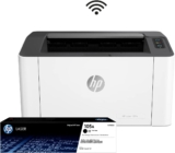 Impresora laser en negro HP 107W con scanner integrado e impresión smart baja a su menor precio