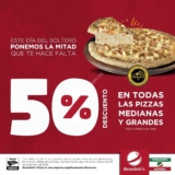 Promoción Benedettis Miércoles 2019 de 50% de descuento en pizzas medianas y grandes