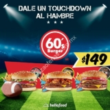 Promoción Hellofood: $149 por combo de 3 hamburguesa con 3 papas en 60s Burger