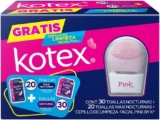 Promo pack Kotex con 30 toallas nocturnas + 20 toallas maxi nocturnas + cepillo de limpieza facial a un tremendo precio