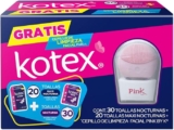 Pack Kotex con 20 toallas Maxi Nocturnas + 30 toallas nocturnas + cepillo de limpieza facial Pink a un gran precio