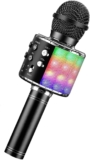 Micrófono karaoke recargable con luz LED baja de precio