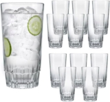 Juego de 12 vasos largos de vidrio bajan a un excelente precio