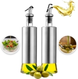 Juego de 2 botellas dispensadoras de aceite de acero inoxidable y vidrio bajan a un precio tremendo