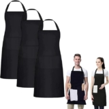 Juego de 3 mandiles delantales de cocina impermeables con bolsillos bajan de precio