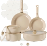 Batería de cocina de cerámica antiadherente con 15 piezas y mangos desmontables baja a un excelente precio