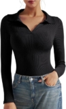 Oferta flash: blusa acanalada de manga larga para mujer baja de precio