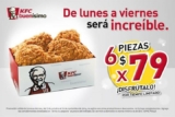 6 piezas de pollo KFC a $79 solo de lunes a viernes