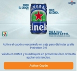 Cupón 7-Eleven de cerveza Heineken 0.0 sin alcohol Gratis