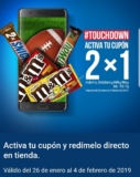 Cupón 7-Eleven de 2×1 en chocolates M&Ms, Snickers y Milky Way por el Super Bowl
