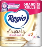 Papel higiénico Regio Luxury Alomnd Touch con 18 rollos extra grandes Grand Rolls XXL baja de precio
