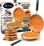 Sartén doble antiadherente de cobre y cerámica para omelettes y hot cakes baja a su menor precio