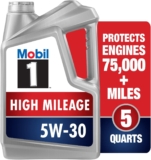 Aceite de motor Mobil Alto Kilometraje de 5 cuartos de galón baja a un gran precio
