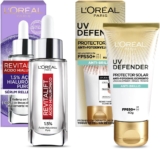 Kit Loréal Paris con sérum anti-arrugas Revitalift ácido hialurónico + protector solar UV Defender anti-brillo bajan a un gran precio
