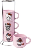 Juego de 4 tazas de cerámica de Hello Kitty versión Halloween con estante de metal bajan a un gran precio