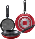 Juego de 3 sartenes de aluminio con antiadherente Ekco Classic color rojo bajan a su menor precio