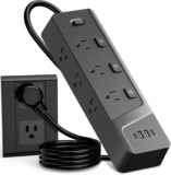 Regleta multicontacto con supresor de picos con 6 entradas, 2 USB y 2 USB-C baja a su menor precio
