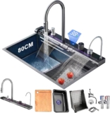 Fregadero de cocina doble con accesorios y pantalla digital baja a un gran precio