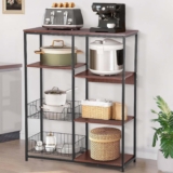 Estante de cocina multifuncional de madera y metal baja a un gran precio