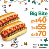 En 7-Eleven hot dog Big Bite y rebanadas de pizza con descuento llevando varias unidades
