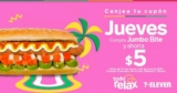 Cupón 7-Eleven Jueves $5 de descuento en hot dog Jumbo Bite