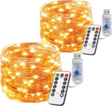 Juego de 2 guirnaldas de luces LED de 10 metros con control remoto bajan de precio