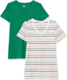 Juego de 2 playeras de cuello en V para mujer Amazon Essentials bajan a su menor precio