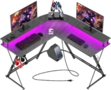 Escritorio gamer en L con luces LED baja a su menor precio con cupón y meses sin intereses