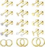 Juego de 15 pares de aretes en chapa de oro 14K bajan a su menor precio